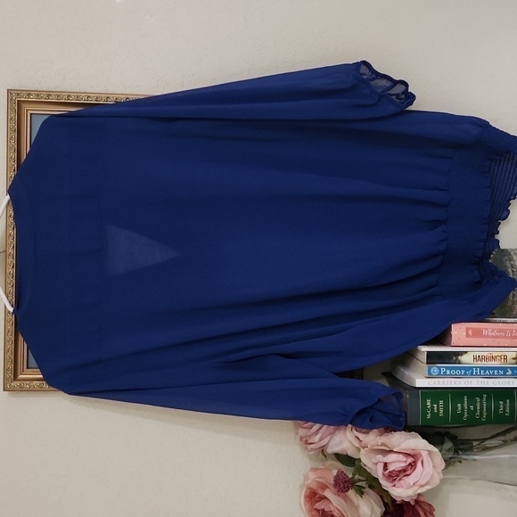 Torrid Blue Career Blouse 3X Office Sheer Summer School Contemporary - Picture 6 of 7